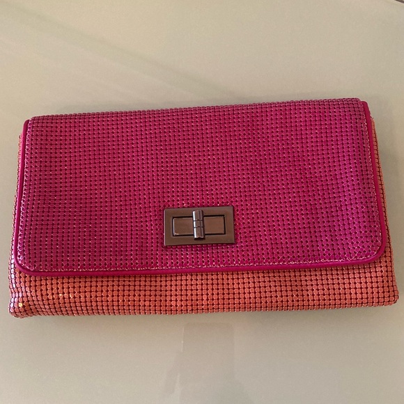BCBGMaxAzria Handbags - 💖 BCBGMAXAZARIA Pink / Orange Clutch with Strap